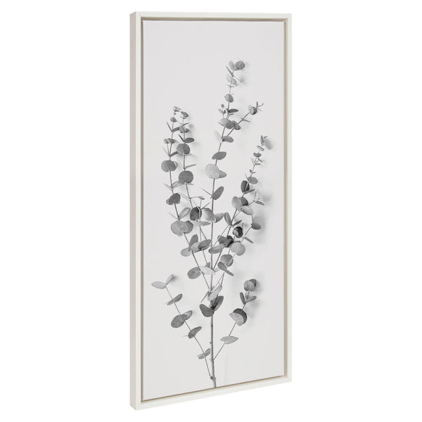 Kate & Laurel Sylvie Eucalyptus Botanical I Gray And Soft White Framed Canvas By The Creative Bunch Studio