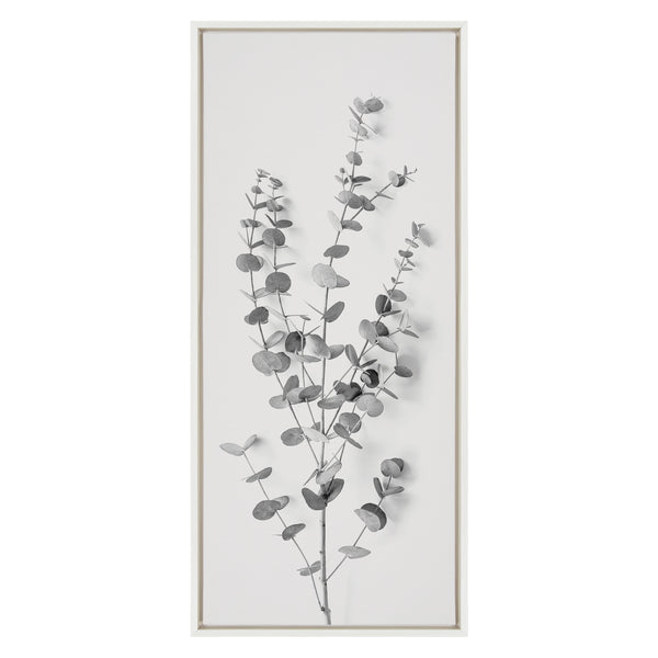 Kate & Laurel Sylvie Eucalyptus Botanical I Gray And Soft White Framed Canvas By The Creative Bunch Studio