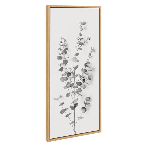 kate & laurel Sylvie Eucalyptus Botanical I Gray and Soft White Framed Canvas by The Creative Bunch Studio