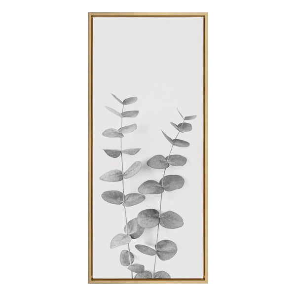 Kate & Laurel Sylvie Eucalyptus Botanical II Gray And Soft White Framed Canvas By The Creative Bunch Studio