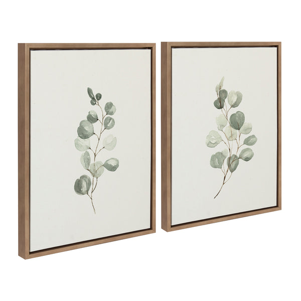 Kate & Laurel Sylvie Eucalyptus Framed Canvas Set By Maja Mitrovic Of Makes My Day Happy