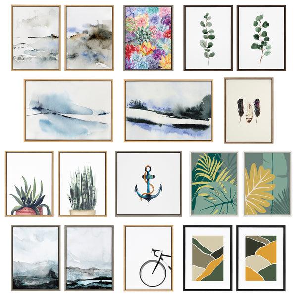 Kate & Laurel Sylvie Eucalyptus Framed Canvas Set By Maja Mitrovic Of Makes My Day Happy