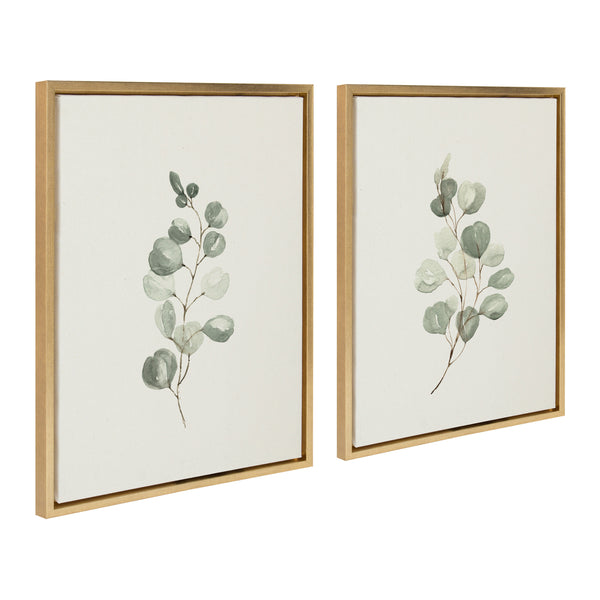 kate & laurel Sylvie Eucalyptus Framed Canvas Set by Maja Mitrovic of Makes My Day Happy