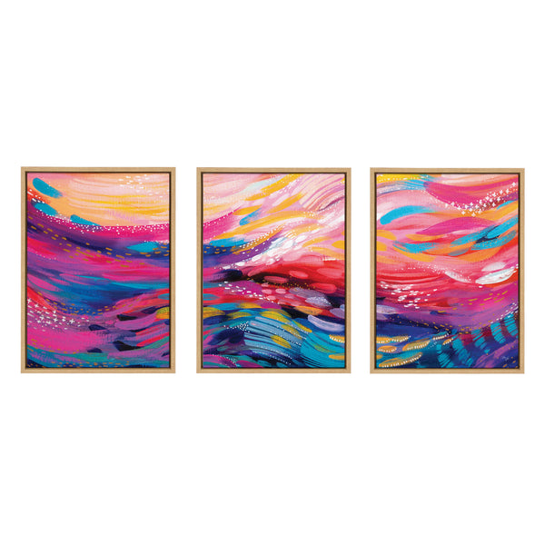 kate & laurel Sylvie EV Brush Strokes 90 A B and C Framed Canvas Art Set by Jessi Raulet of Ettavee