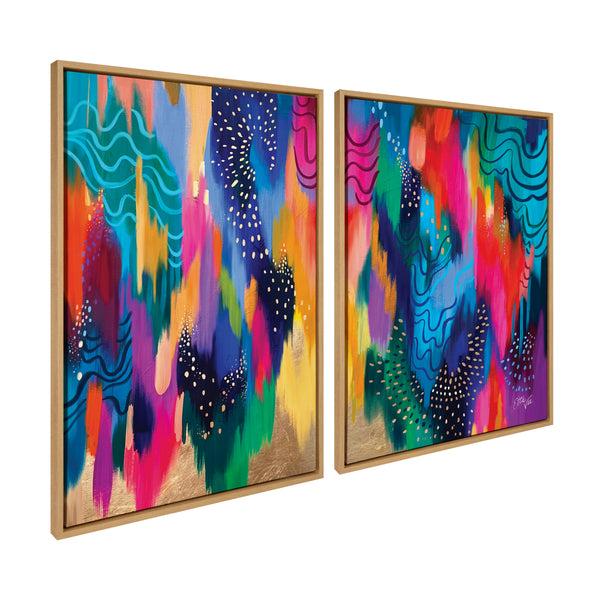 Kate & Laurel Sylvie EV Brushstroke 128 Left And Right Framed Canvas Art Set By Jessi Raulet Of Ettavee