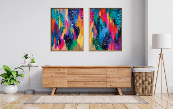Kate & Laurel Sylvie EV Brushstroke 128 Left And Right Framed Canvas Art Set By Jessi Raulet Of Ettavee