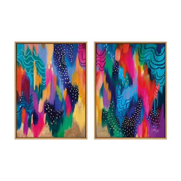 kate & laurel Sylvie EV Brushstroke 128 Left and Right Framed Canvas Art Set by Jessi Raulet of Ettavee