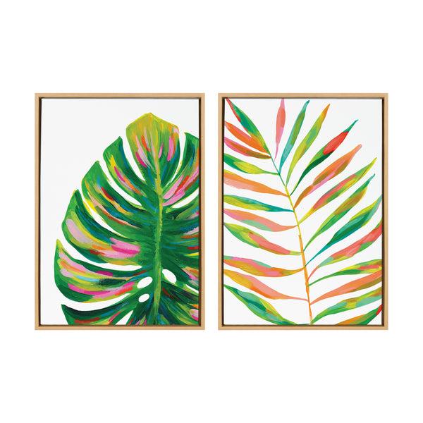 Kate & Laurel Sylvie EV Monstera And EV Palma No 2 Framed Canvas Art Set By Jessi Raulet Of Ettavee