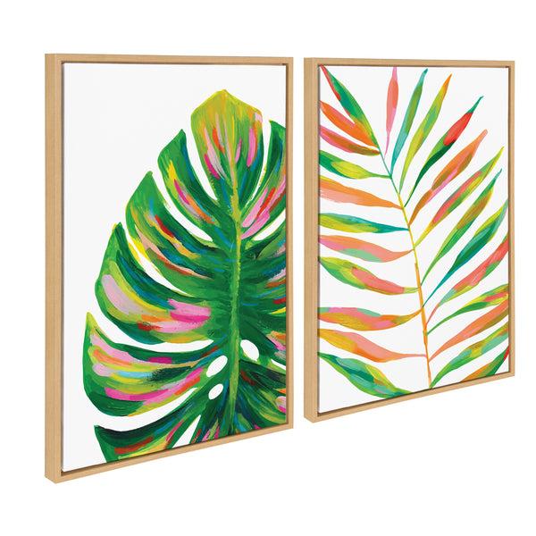 Kate & Laurel Sylvie EV Monstera And EV Palma No 2 Framed Canvas Art Set By Jessi Raulet Of Ettavee