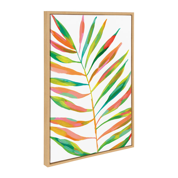 Kate & Laurel Sylvie EV Palma No. 2 Rainbow Palms Blush And Banana Leaves Framed Canvas Art Set By Various Artists
