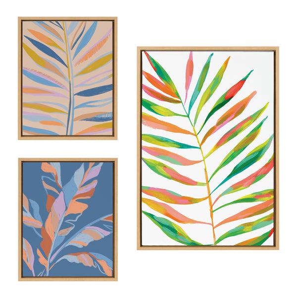 kate & laurel Sylvie EV Palma No. 2 Rainbow Palms Blush and Banana Leaves Framed Canvas Art Set by Various Artists