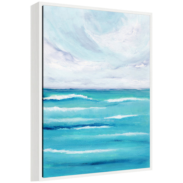 Kate & Laurel Sylvie Evening Ocean Waves Framed Canvas By Nikita Jariwala