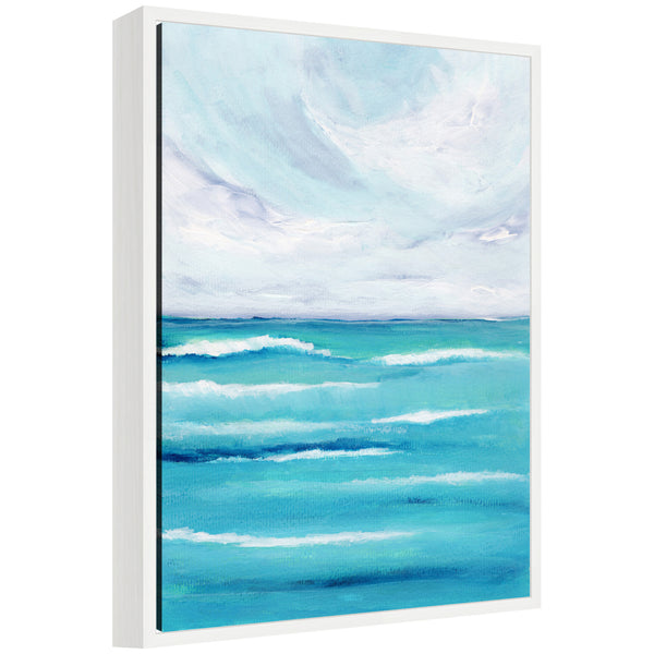 kate & laurel Sylvie Evening Ocean Waves Framed Canvas by Nikita Jariwala