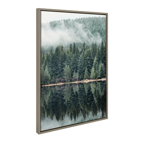 Kate & Laurel Sylvie Evergreen Reflections In Fog Framed Canvas Art Set By Emiko And Mark Franzen Of F2Images