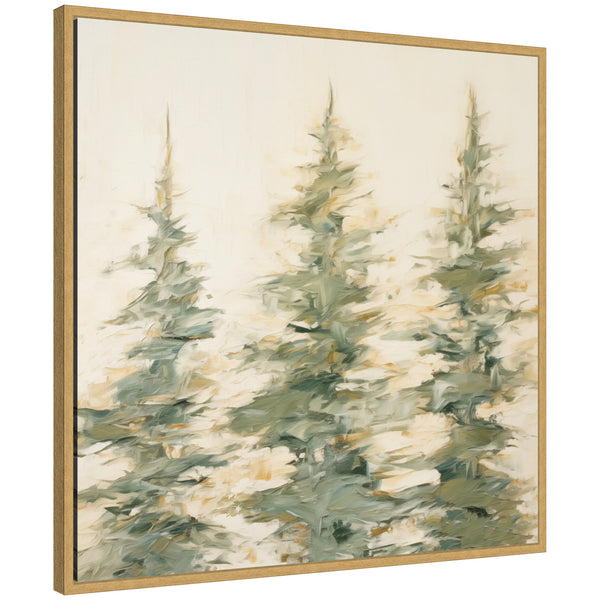 Kate & Laurel Sylvie Evergreen Trees Abstract Framed Canvas By The Creative Bunch Studio