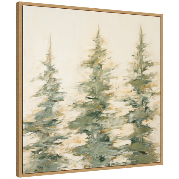 kate & laurel Sylvie Evergreen Trees Abstract Framed Canvas by The Creative Bunch Studio