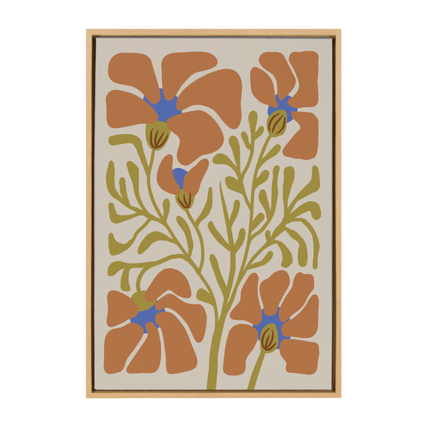 Kate & Laurel Sylvie Expressive Abstract House Plant Orange On Tan Framed Canvas By The Creative Bunch Studio
