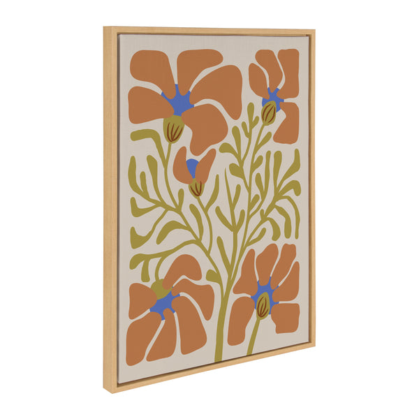 kate & laurel Sylvie Expressive Abstract House Plant Orange on Tan Framed Canvas by The Creative Bunch Studio