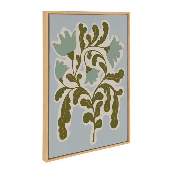 Kate & Laurel Sylvie Expressive Abstract House Plant Playful Blue Framed Canvas By The Creative Bunch Studio