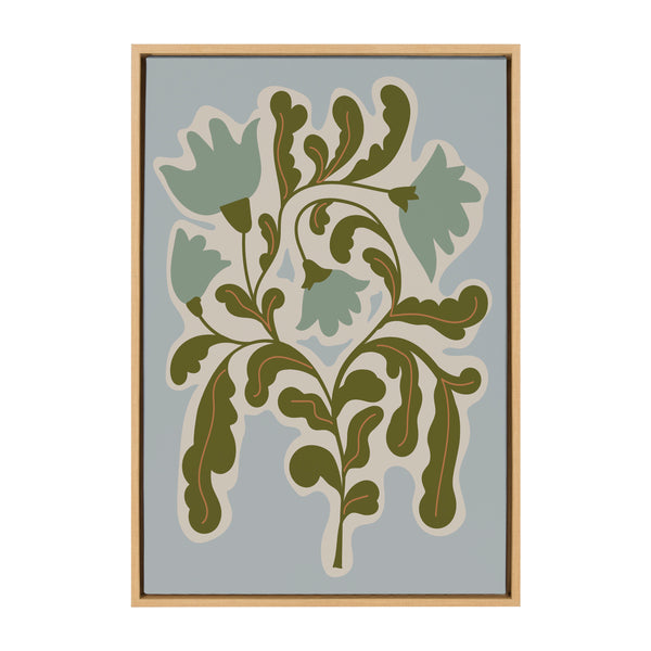 Kate & Laurel Sylvie Expressive Abstract House Plant Playful Blue Framed Canvas By The Creative Bunch Studio