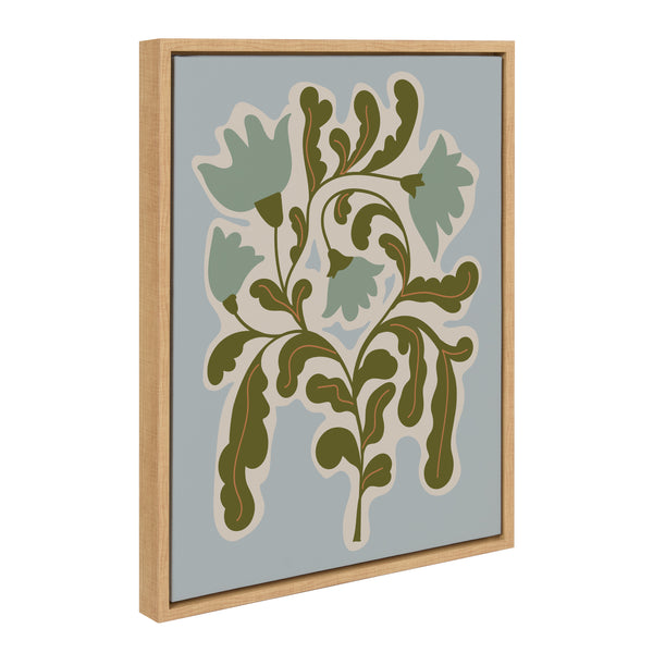 kate & laurel Sylvie Expressive Abstract House Plant Playful Blue Framed Canvas by The Creative Bunch Studio