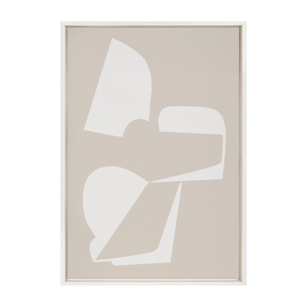 Kate & Laurel Sylvie Eye Catching Sleek Abstract 3 White And Beige 23x33 Framed Canvas By The Creative Bunch Studio