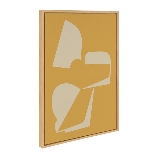 kate & laurel Sylvie Eye Catching Sleek Abstract 3 Yellow and Tan Framed Canvas by The Creative Bunch Studio