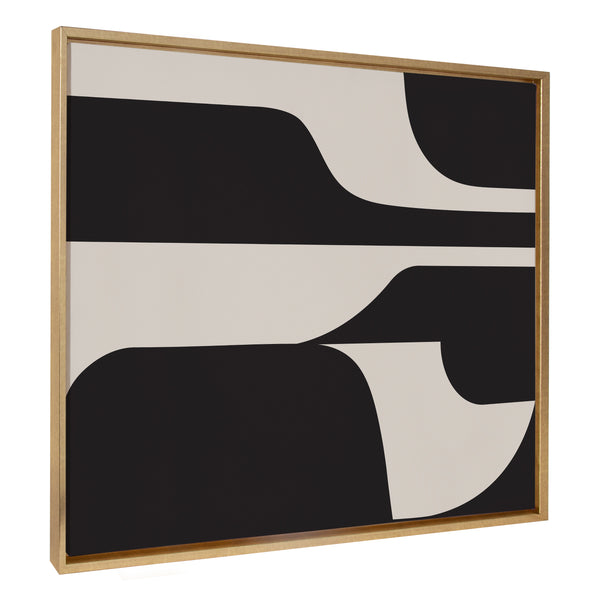 Kate & Laurel Sylvie Eye Catching Sleek Abstract 6 Black And Beige Framed Canvas By The Creative Bunch Studio