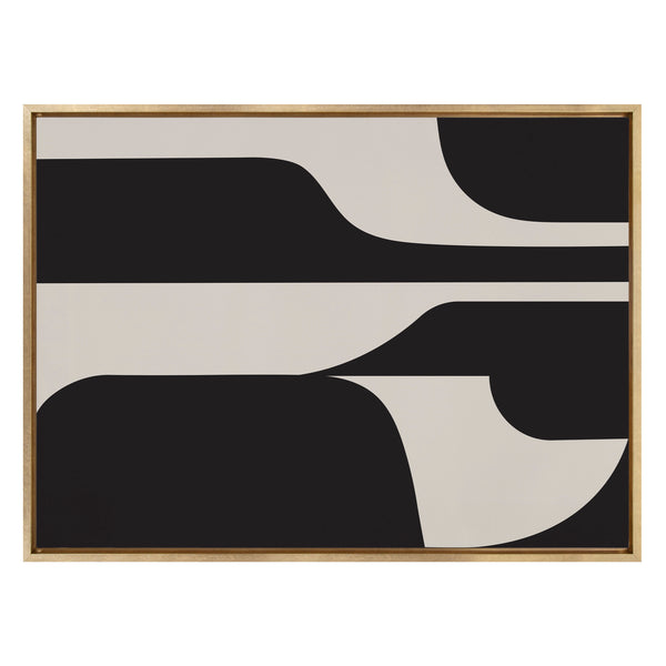 Kate & Laurel Sylvie Eye Catching Sleek Abstract 6 Black And Beige Framed Canvas By The Creative Bunch Studio