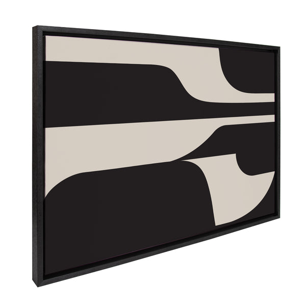 kate & laurel Sylvie Eye Catching Sleek Abstract 6 Black and Beige Framed Canvas by The Creative Bunch Studio