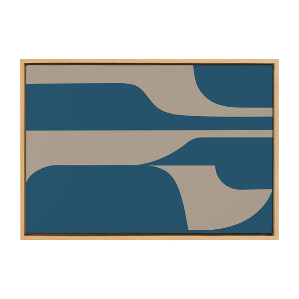 Kate & Laurel Sylvie Eye Catching Sleek Abstract 6 Teal And Tan Framed Canvas By The Creative Bunch Studio