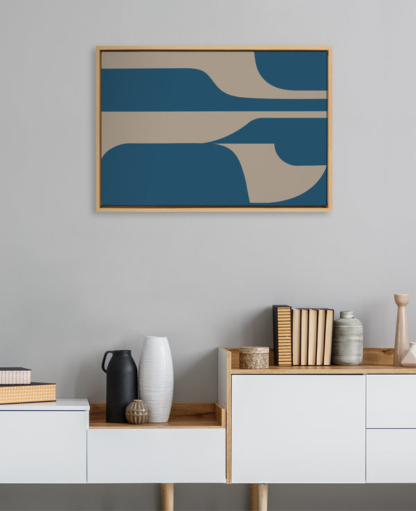 Kate & Laurel Sylvie Eye Catching Sleek Abstract 6 Teal And Tan Framed Canvas By The Creative Bunch Studio