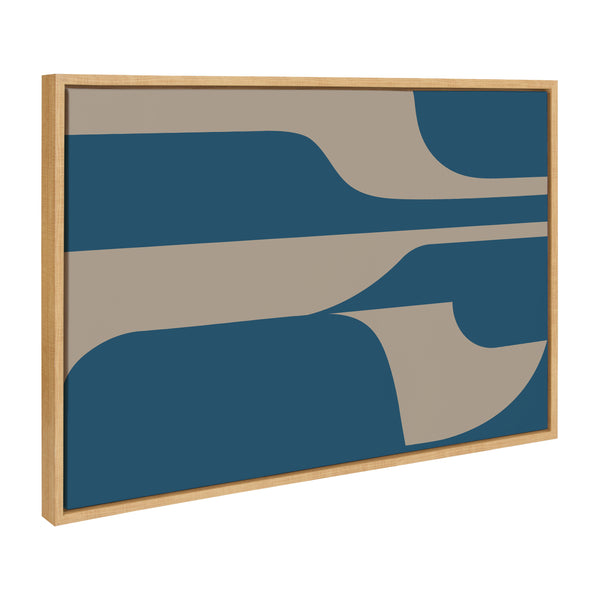 kate & laurel Sylvie Eye Catching Sleek Abstract 6 Teal and Tan Framed Canvas by The Creative Bunch Studio