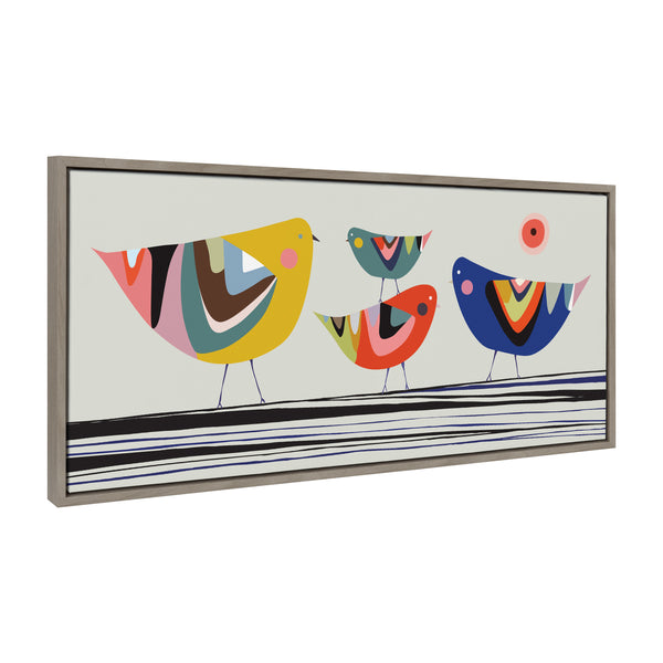 Kate & Laurel Sylvie Family Tree 4 Birds Framed Canvas By Rachel Lee Of My Dream Wall