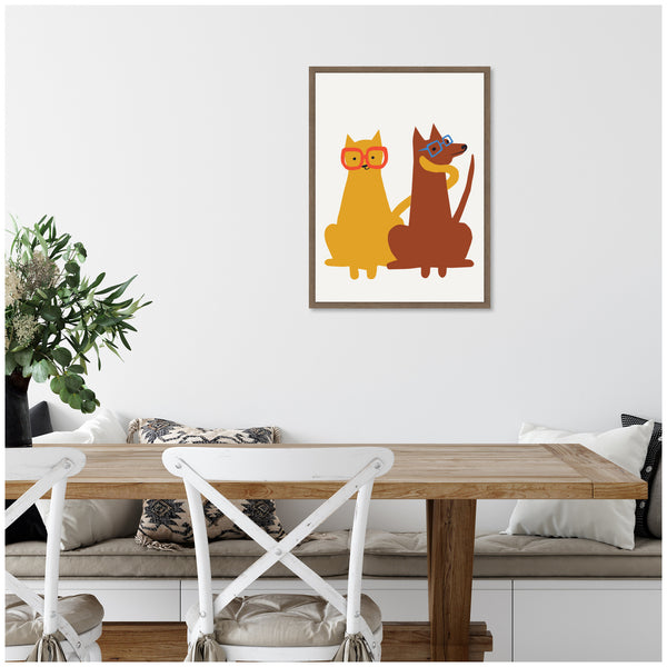 Kate & Laurel Sylvie Farm Cat Dog Framed Canvas By Hannah Beisang
