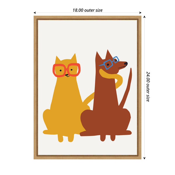 Kate & Laurel Sylvie Farm Cat Dog Framed Canvas By Hannah Beisang