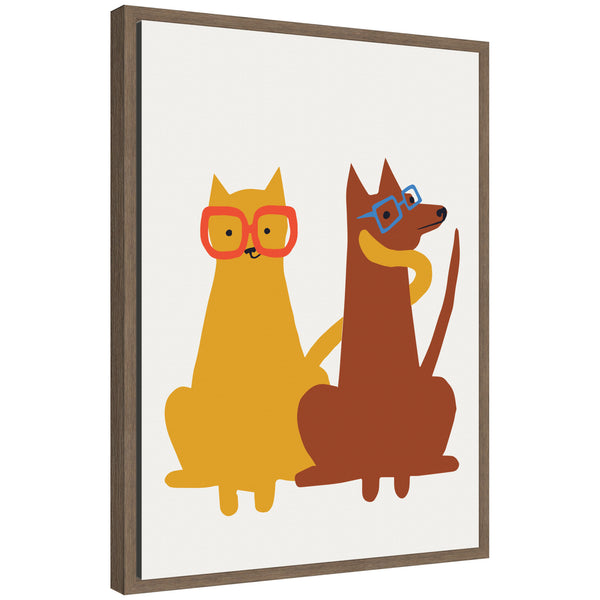 kate & laurel Sylvie Farm Cat Dog Framed Canvas by Hannah Beisang