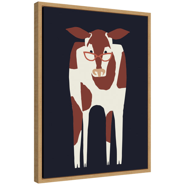 Kate & Laurel Sylvie Farm Cow Framed Canvas By Hannah Beisang