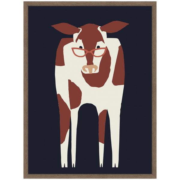 Kate & Laurel Sylvie Farm Cow Framed Canvas By Hannah Beisang