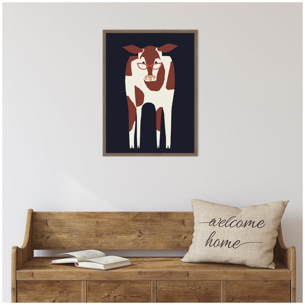 Kate & Laurel Sylvie Farm Cow Framed Canvas By Hannah Beisang