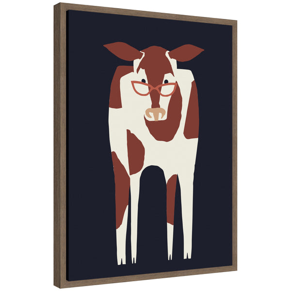 kate & laurel Sylvie Farm Cow Framed Canvas by Hannah Beisang