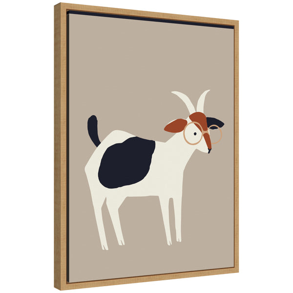 kate & laurel Sylvie Farm Goat Framed Canvas by Hannah Beisang