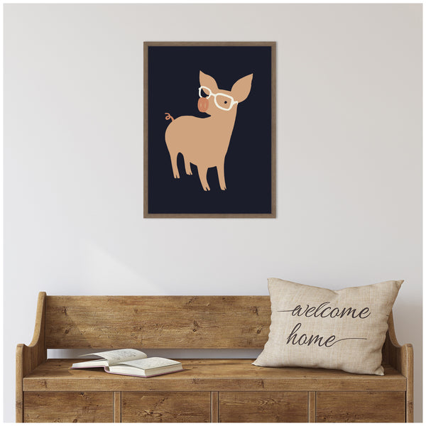 Kate & Laurel Sylvie Farm Pig Framed Canvas By Hannah Beisang