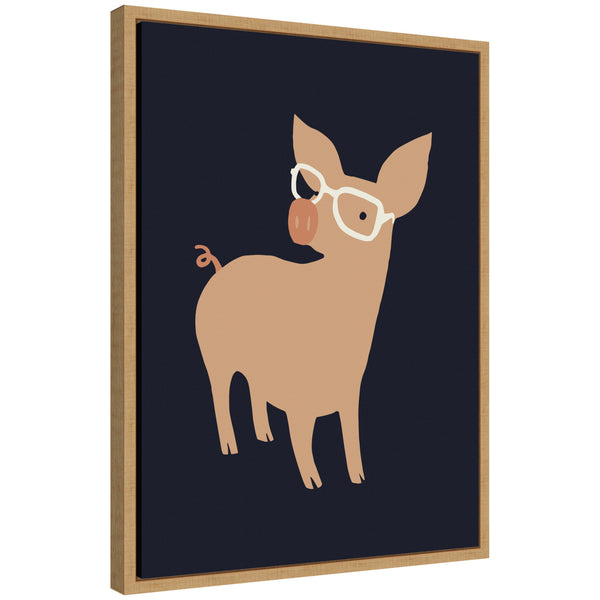 kate & laurel Sylvie Farm Pig Framed Canvas by Hannah Beisang