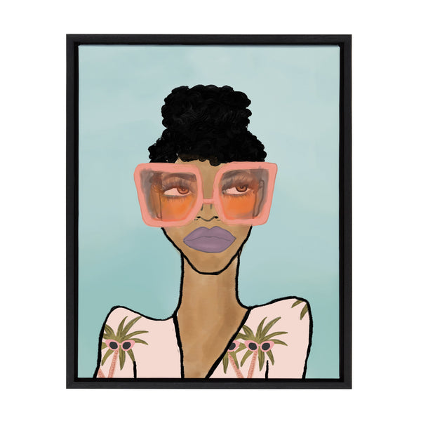 Kate & Laurel Sylvie Fashion Girl 2 Blue Framed Canvas By Kendra Dandy Of Bouffants And Broken Hearts