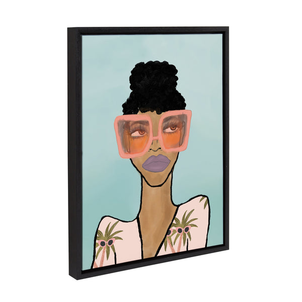 Kate & Laurel Sylvie Fashion Girl 2 Blue Framed Canvas By Kendra Dandy Of Bouffants And Broken Hearts