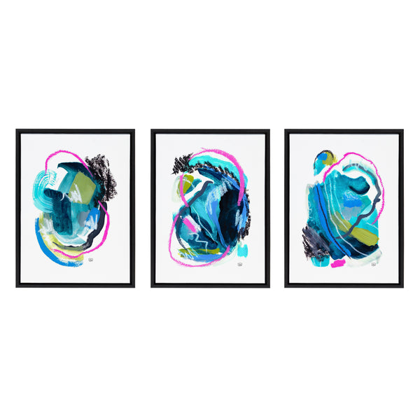 Kate & Laurel Sylvie Feelings No 1 2 And 3 Framed Canvas Art Set By Erika Wynn