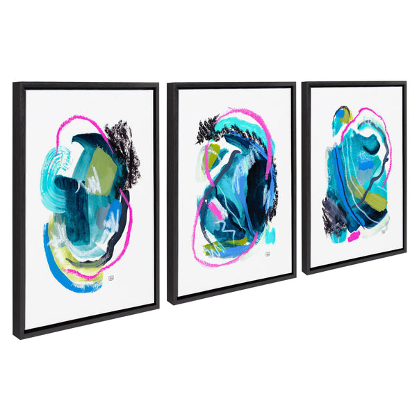 kate & laurel Sylvie Feelings No 1 2 and 3 Framed Canvas Art Set by Erika Wynn