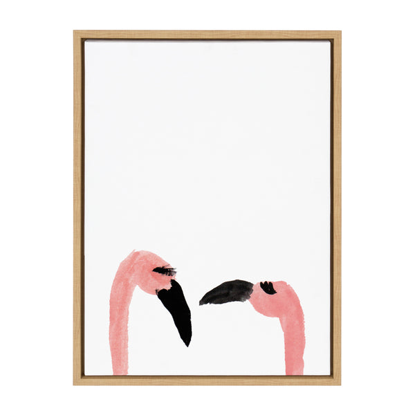 kate & laurel Sylvie Flamingo Faces Framed Canvas by Kendra Dandy of Bouffants and Broken Hearts
