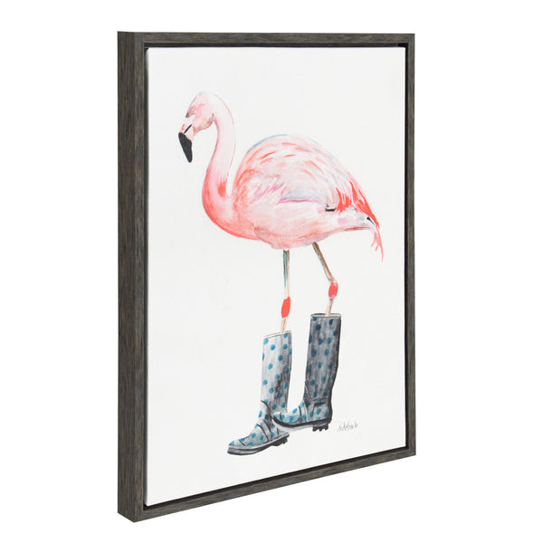 Kate & Laurel Sylvie Flamingo Framed Canvas Art By Jennifer Redstreake Geary